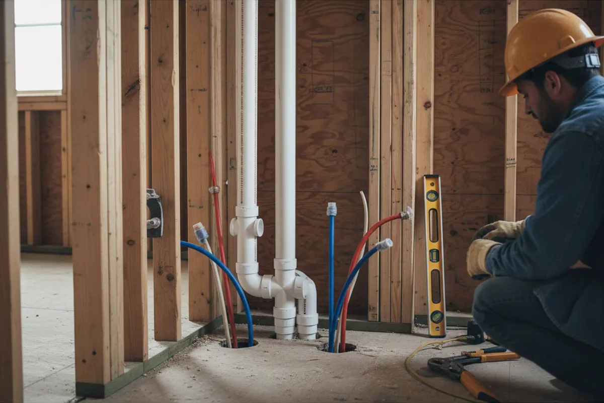 Drain and supply rough-in during Toilet Repair and Installation in Newton Lower Falls